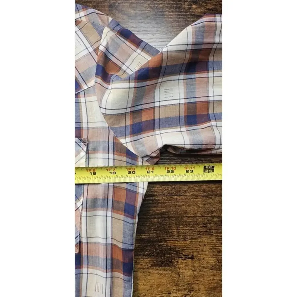 Vintage 70s Levis Saw Tooth Plaid Western‎ Shirt Medium Regular Fit Great Cond